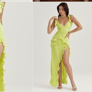 House of CB Pixie Lime Ruffle Maxi Dress NWT, Size M